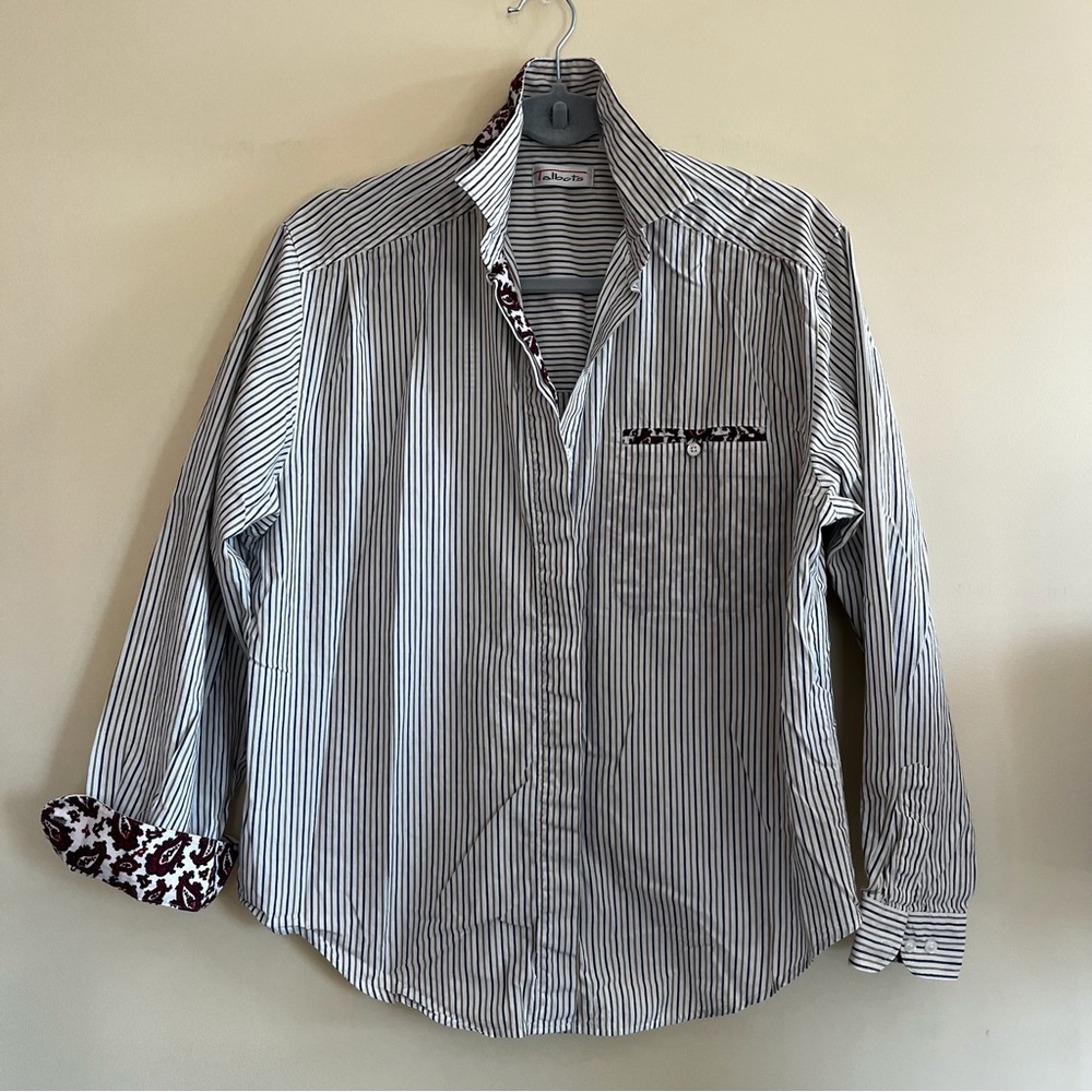 Talbots cotton striped blouse